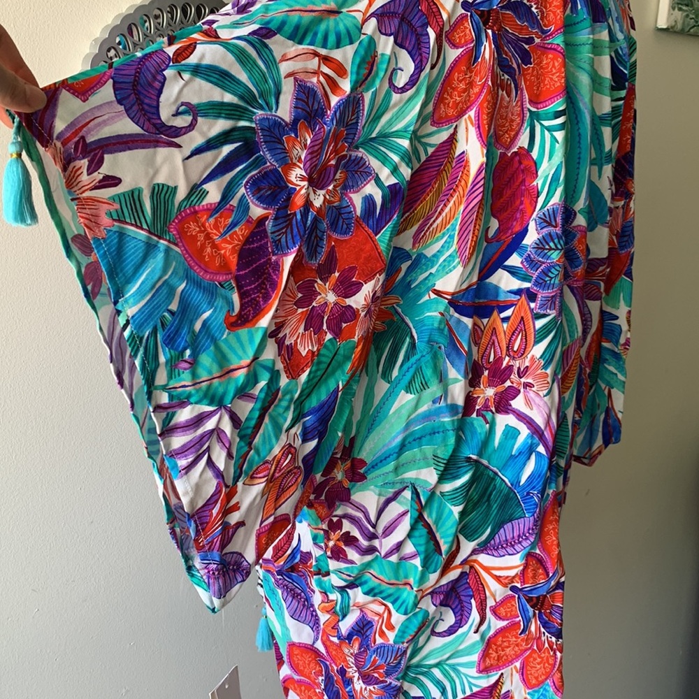 La Blanca Tropics of Tropez Kimono Style Colorful Floral Swim Coverup - Picture 7 of 14